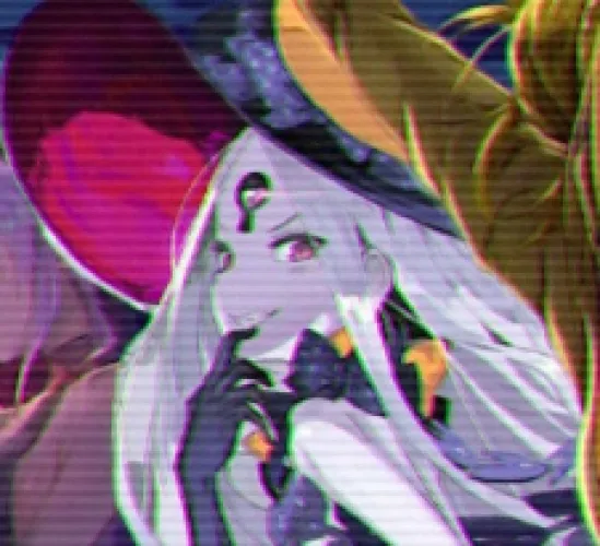 LF Color Source abigail williams, fate, FGO, white hair, finger to mouth, smiling, gloves, hat, pale skin