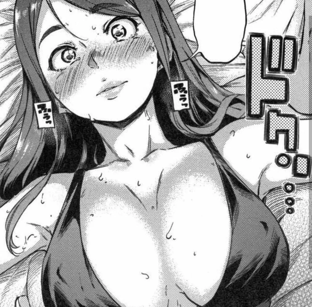 LF Mono Source: 1girl, Big breast, Blush, Eyebrows visible through hair, Long hair, Speech bubble, Sweat, Thick Eyebrows