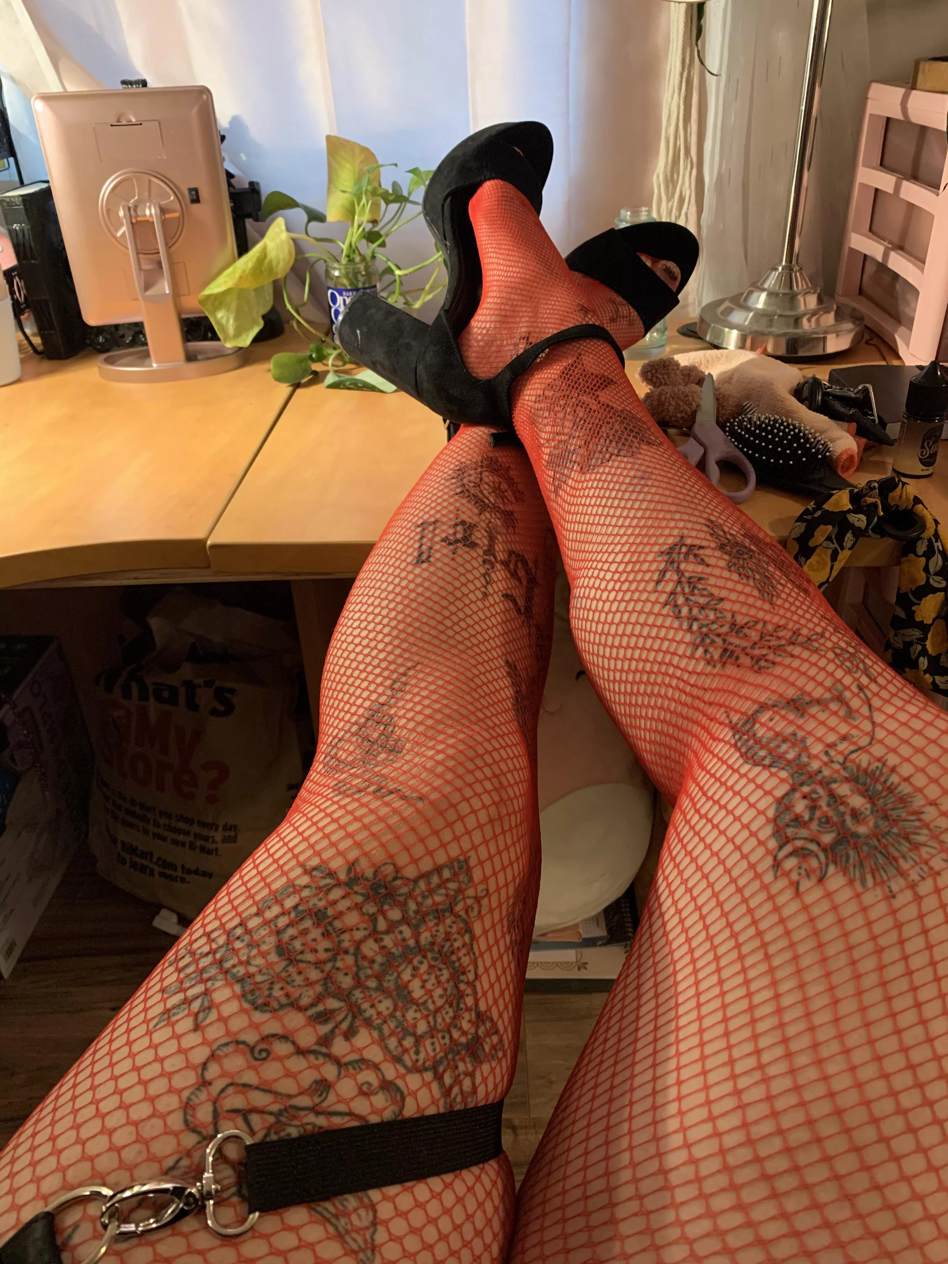 Love these red fishnets I got to wear with my Halloween costume. What do you think?