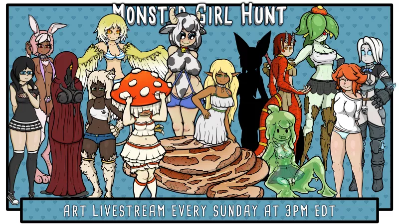 Monster Girl Hunt - Art Livestream Sundays 3pm EDT - Links in comments