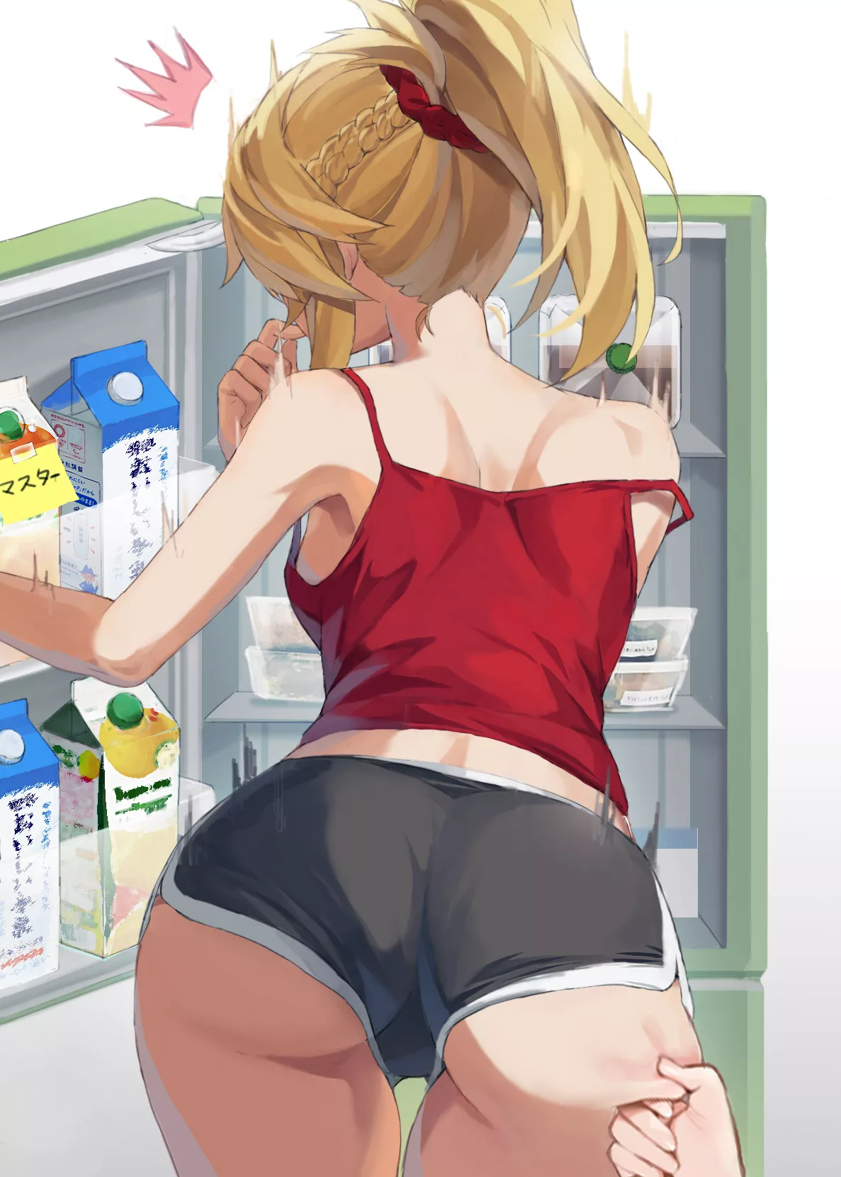 Mordred - sassy booty in shorts gets her ass cheek pinched (tonee) [Fate Grand Order]