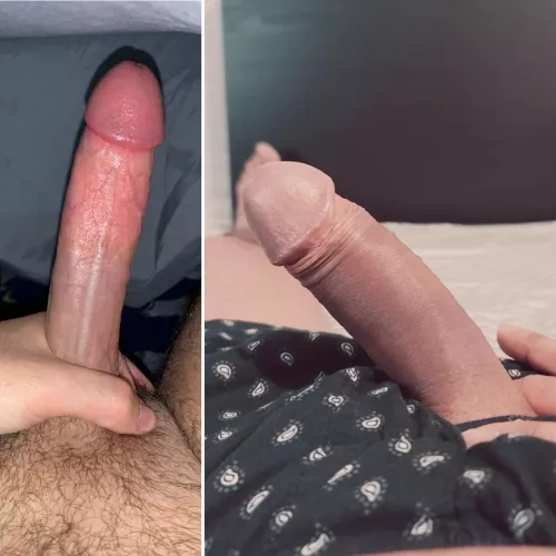 My cock is on the left but tbh I like my bud’s cock better tho