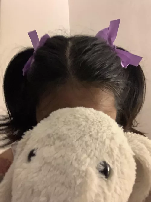 My new hair ties with ribbons! Love em 🎀💜