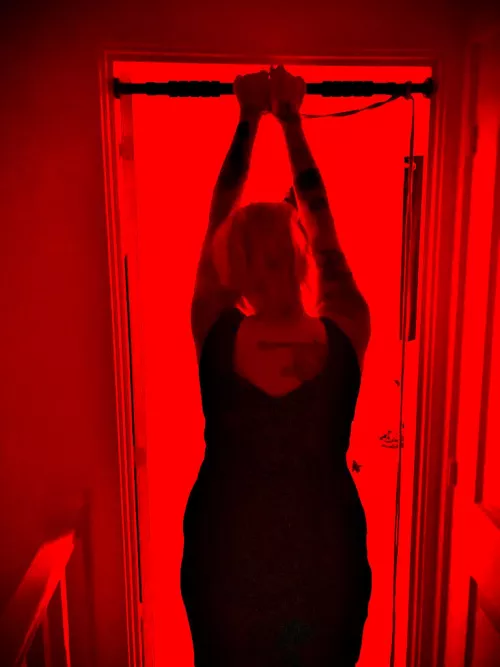 [NB] Hands were bound to the doorframe and a wand tied beneath my dress ;)