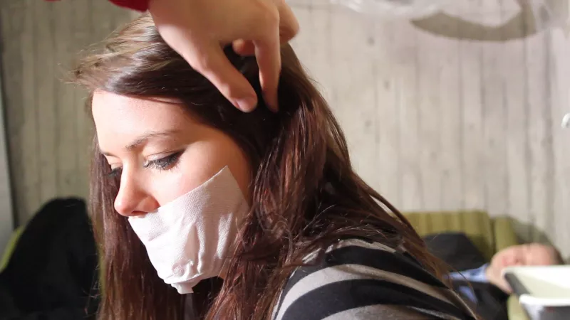 Nice white tape gag...