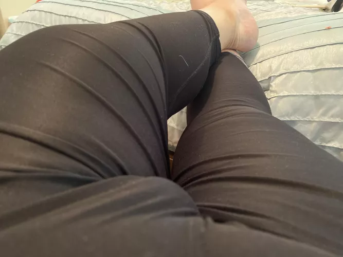 Not exactly panties… but wearing my wife’s leggings…