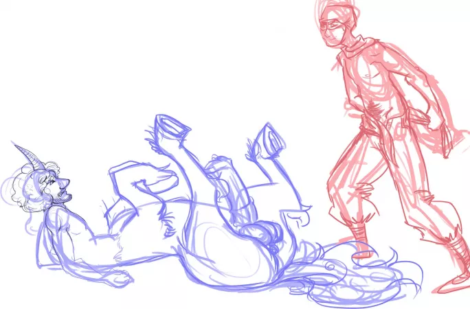 Not sure if Im going to finish, so have a sketch. Danny/Brian centaur peen [NSFW]
