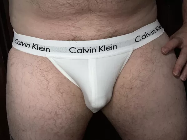 Nothing fancy, just a white Calvin Klein jockstrap