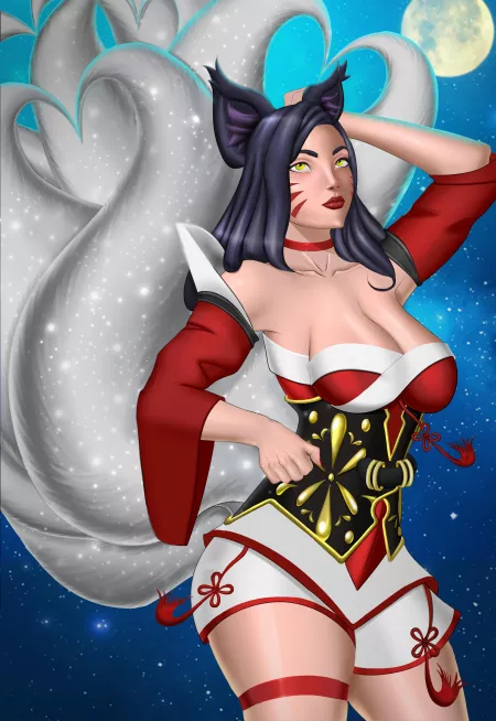 [OC] My (Ahri) Fan Art i [EX_CLAIM] did. Let me konw i you want more content like this ^^