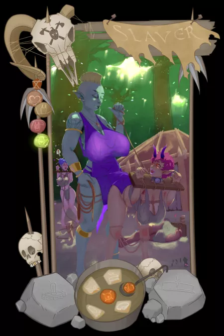 Orcish Slaver Card - First Form (Link to other 3 forms in comments) [Dark Lewds]