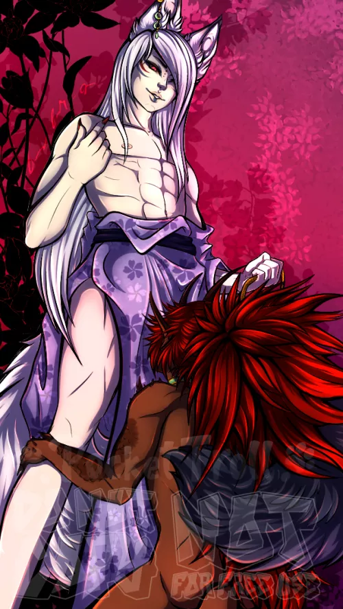 [original] I wanted to worship my besties sexy kitsune a little so I made some art of our dearest boys🥰