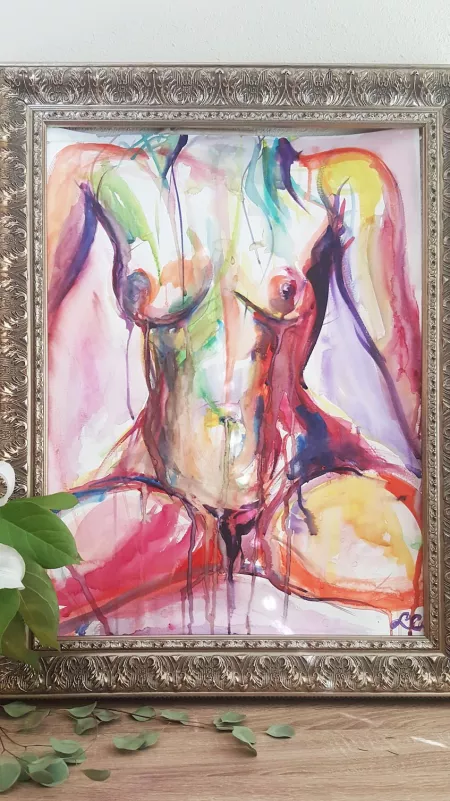 Original Nude Watercolor Painting of Ginger Banks Etsy link to purchase in comments 💕