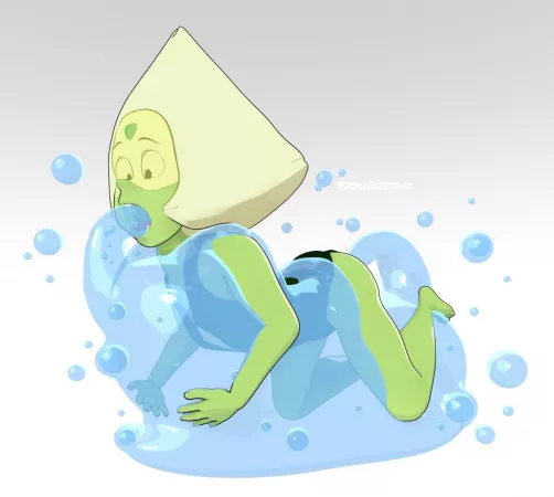 Peridot gets water tentacle’d (Art by sourozowy)
