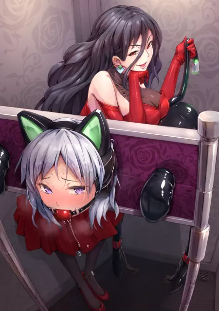 Playing with her cat