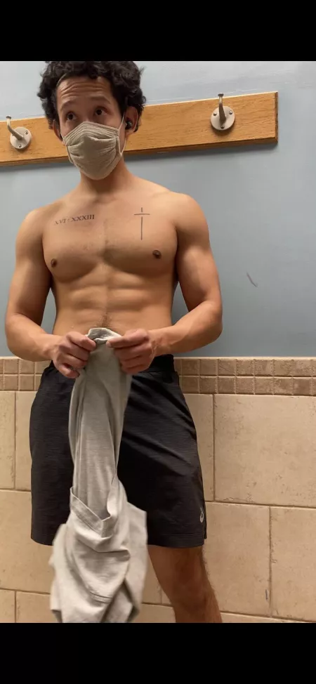 Pov, putting my clothes on after we had a hard workout 😉