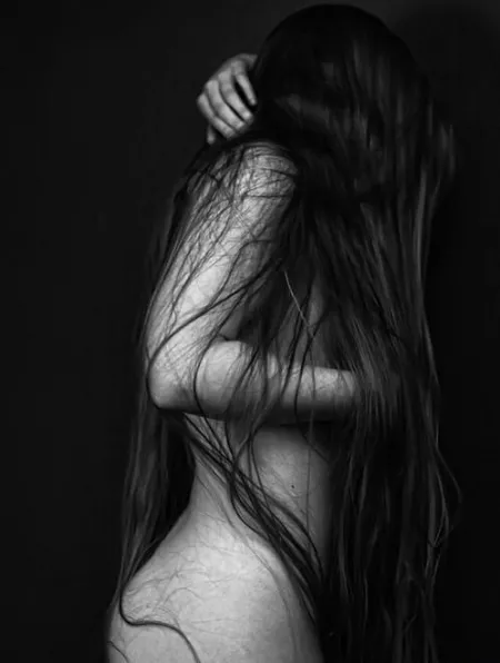 Rapunzel in black and white