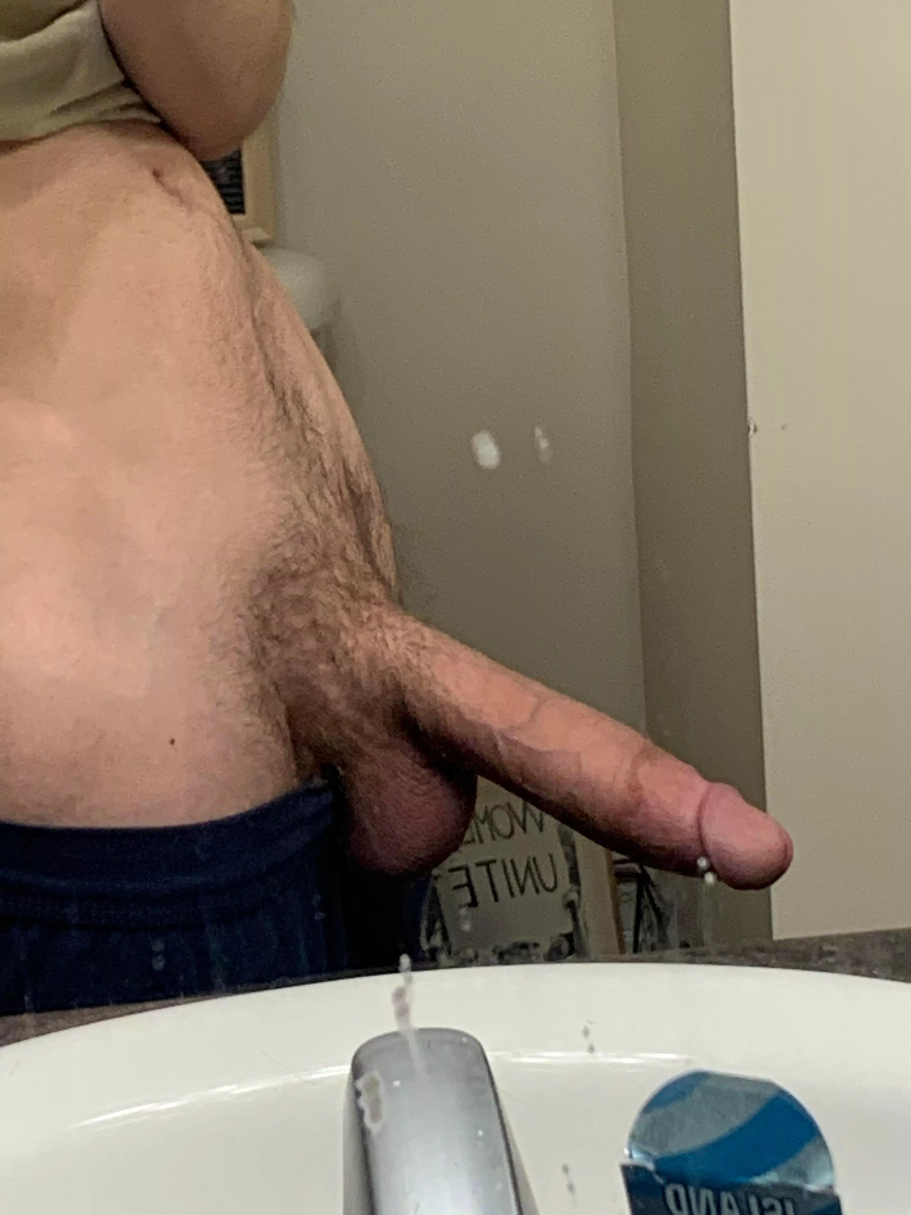 Ripe cock and cum stains on the mirror with the door open 👃🏼😈