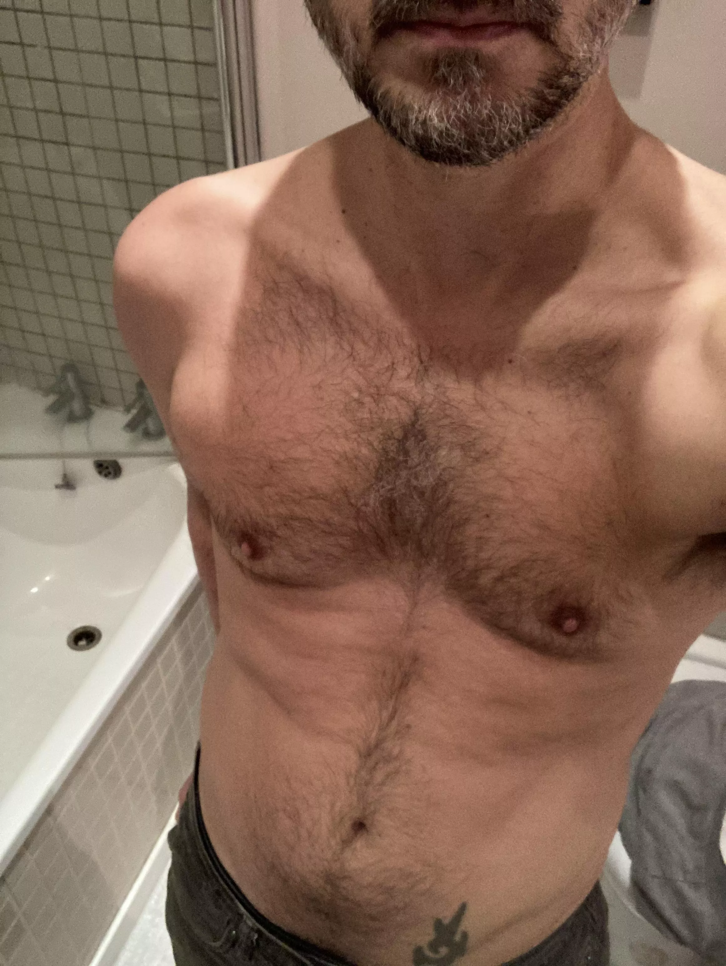 Salt & pepper beard and chest 😘