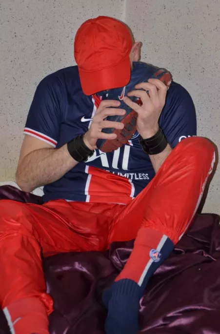 “Scally lad sniffing his sneaker” …