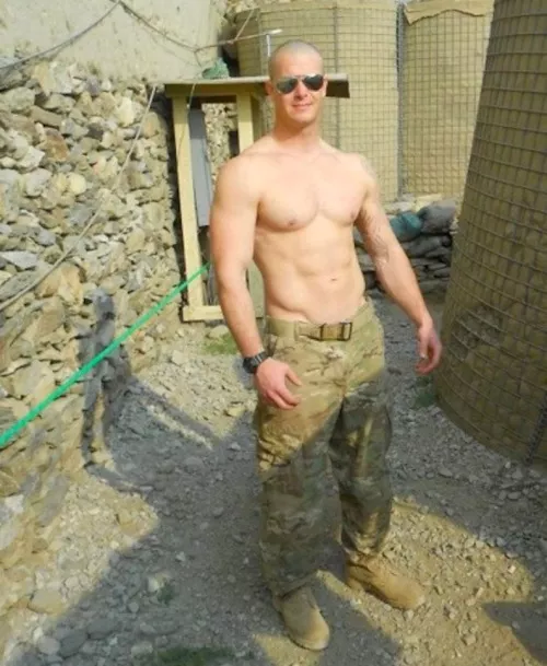 Shirtless.