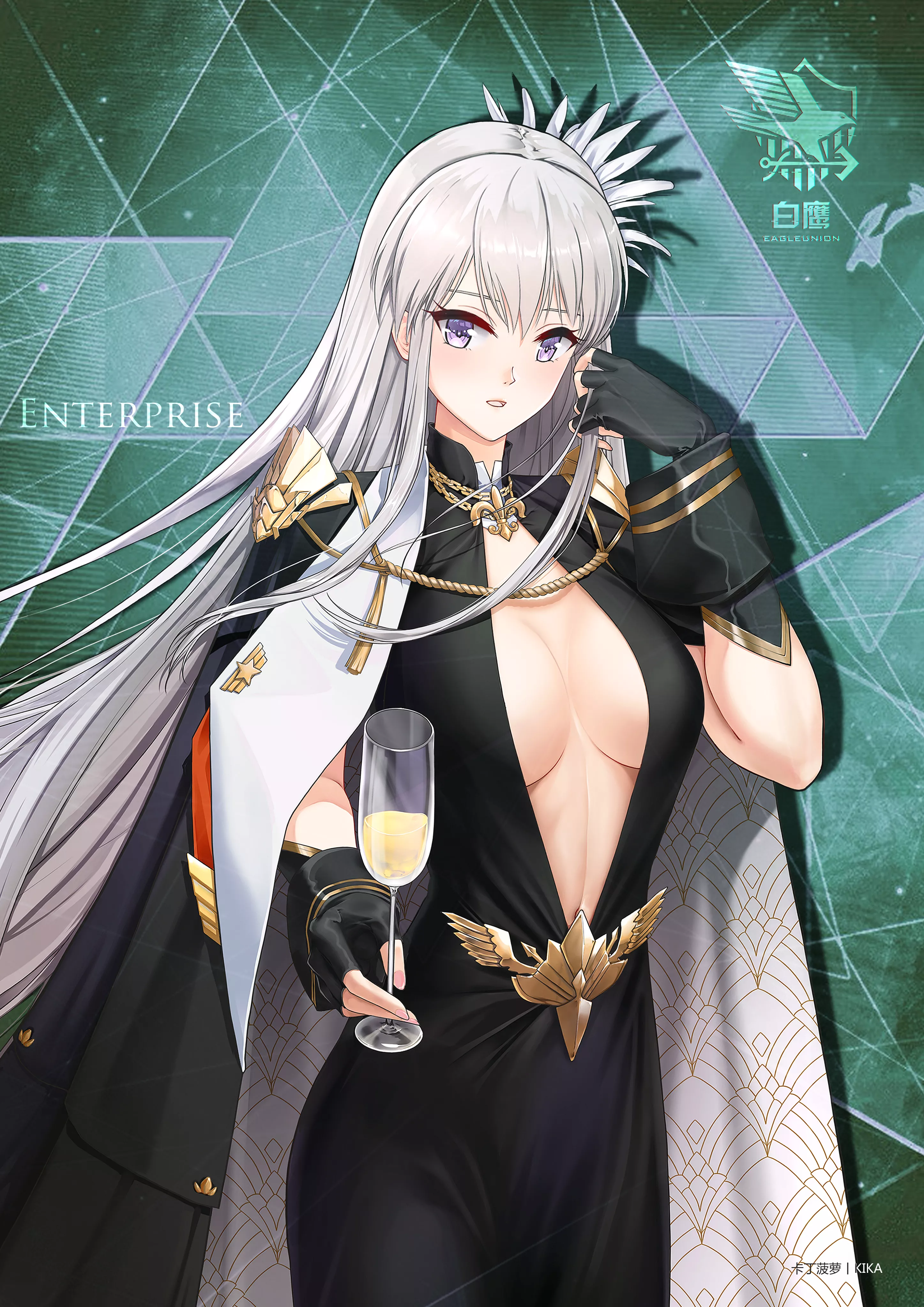 Shkikkan-sama... what do you think of my dress for this evening? Do you like it?~❤ (USS Enterprise, Azur Lane Eagle Union Faction)