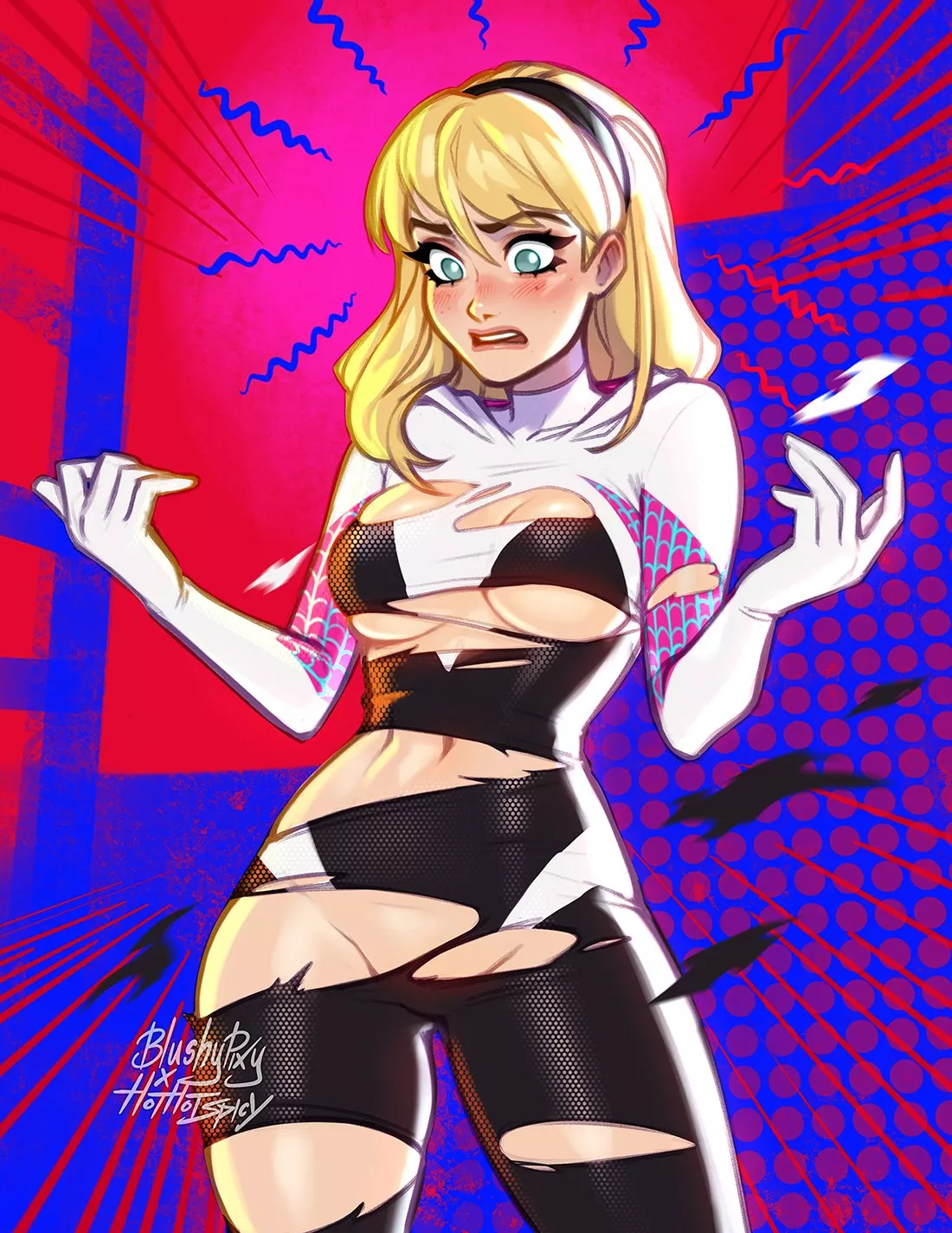 Spider senses are a bit slow today... (BlushyPixy) [Spider-Gwen, Marvel]