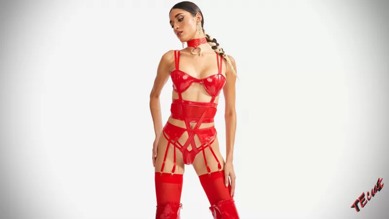 Strappy Teddy With Garter Belt