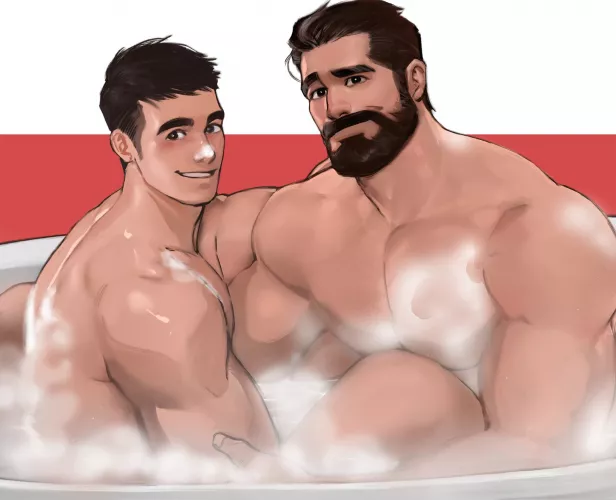Taking a bath with his lover