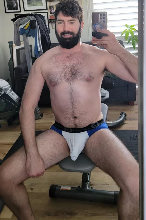 The best part of about working out at home is the dress code.