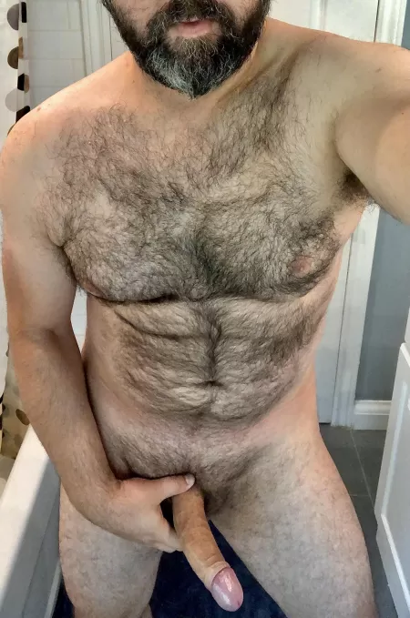 The hair on my chin is black and white, and you can stroke it if you want while you ride me all night.