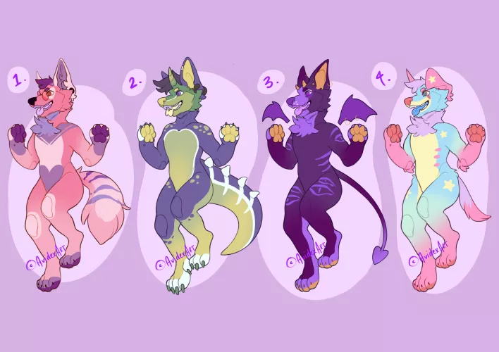💜Themed Canine Adopts 💜 • $35 USD each - Paypal only - Buyer gets full rights to character & full-res image!