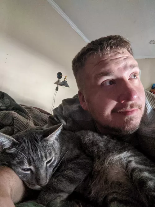 There is no refusing when cuddles are demanded, so here I remain until this fuzzy goblin awakens. There is no refusing when cuddles are demanded, so here I remain until this fuzzy goblin awakens.