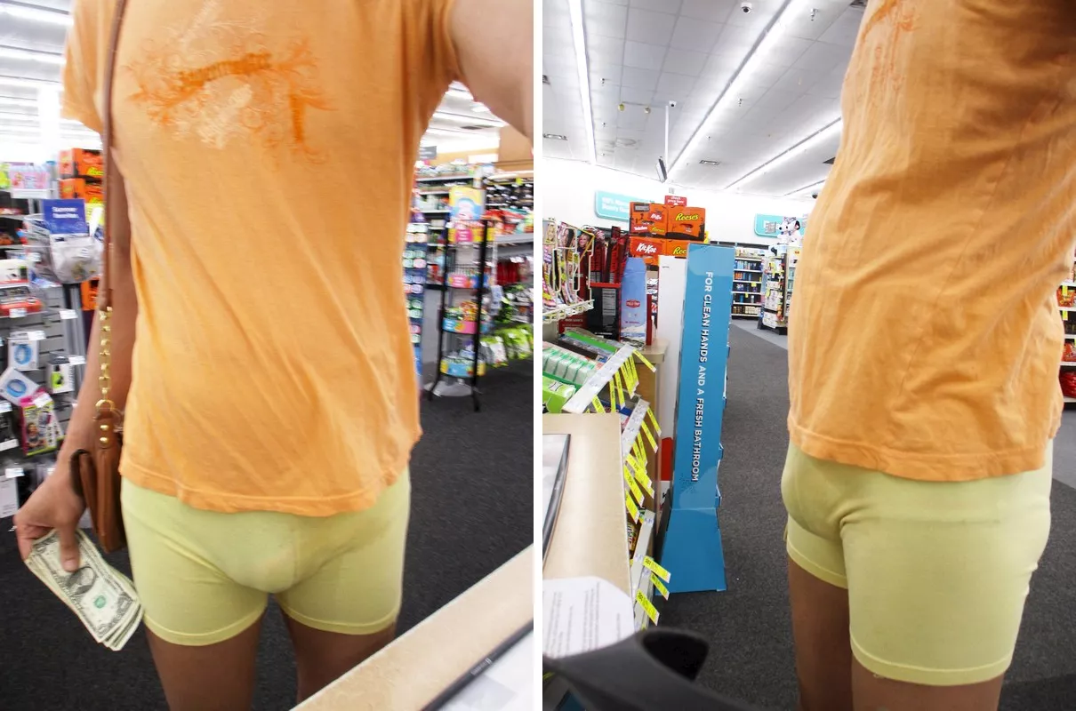 Threw on these bike shorts to run an errand at CVS. The cashier spent an extra long time bagging my groceries and kept grinning at me. I think she was enjoying the view :) Threw on these bike shorts to run an errand at CVS. The cashier spent an extra long time bagging my groceries and kept grinning at me. I think she was enjoying the view :)