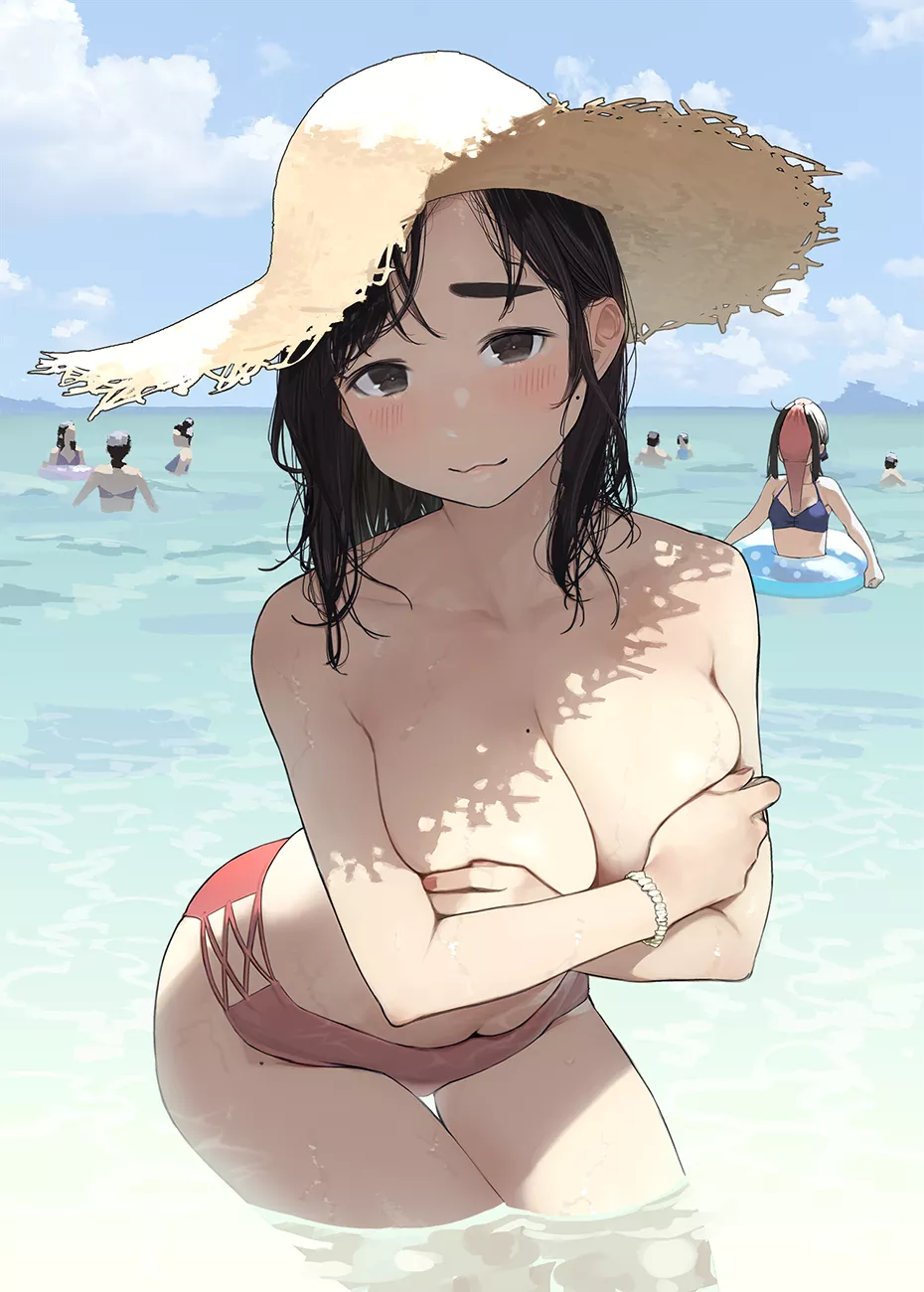 Topless at the beach [Ganbare, Douki-chan]