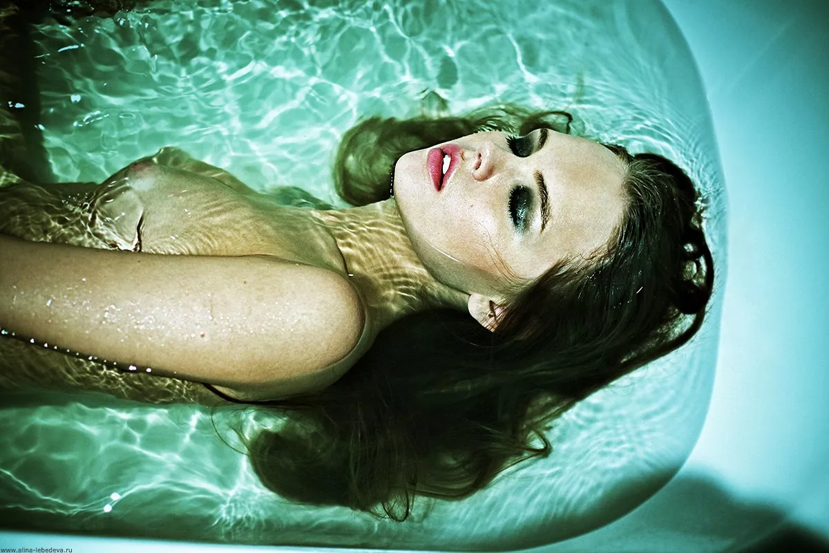 Topless in the bath