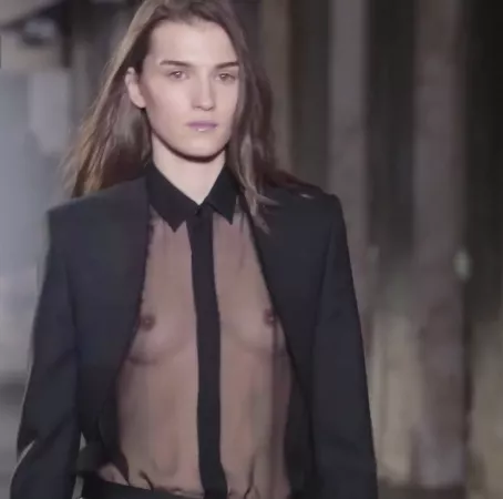 Transparent shirt on runway