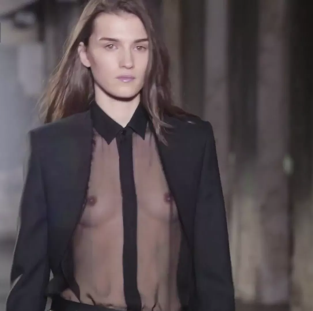 Transparent shirt on runway