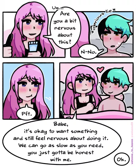 Trying out new things in the bedroom can be intimidating. Take things as slow as you need 💖[OC]