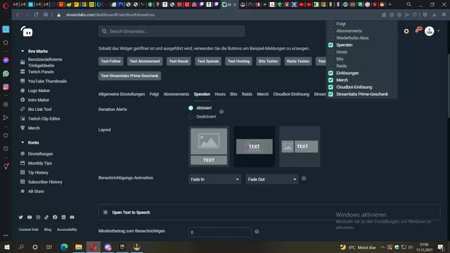 Using StreamLabs and StreamElements Donation Sounds