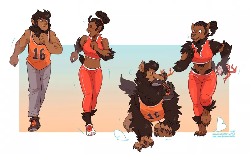 Werewolves jogging [M + F Humans -> Anthro Wolves; SFW] (hhazard)