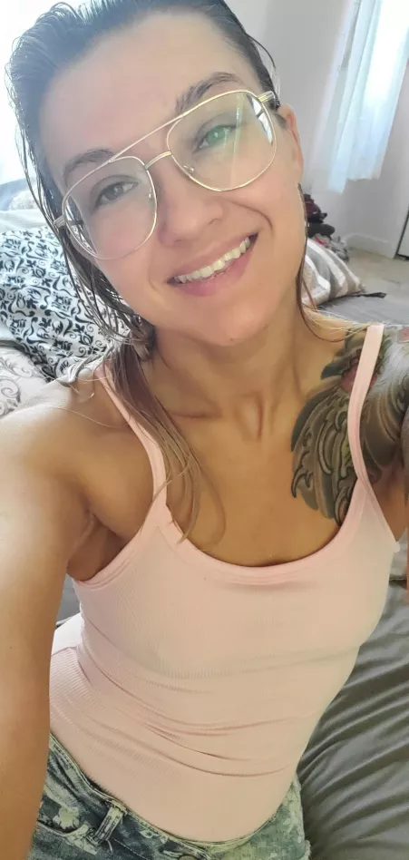 Wet hair and glasses