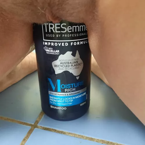 What else does one do with an empty shampoo bottle? 😜