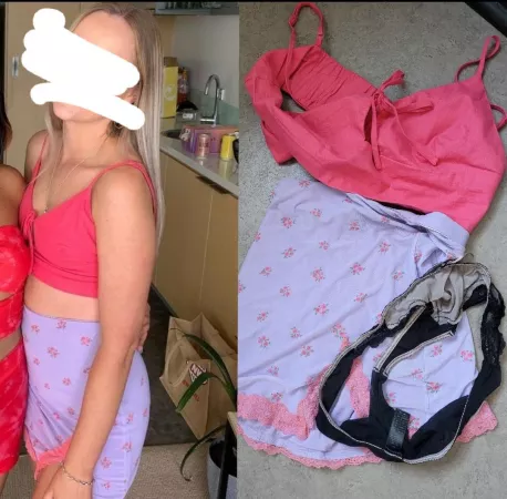 What my 23 yo step-daughter went out in vs what she left on the bathroom floor in the morning. Smelt amazing