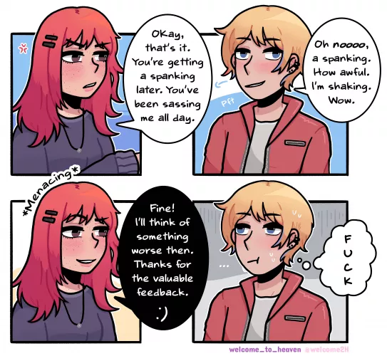 When you mouth off to your dom a little bit too much 🤐[OC]