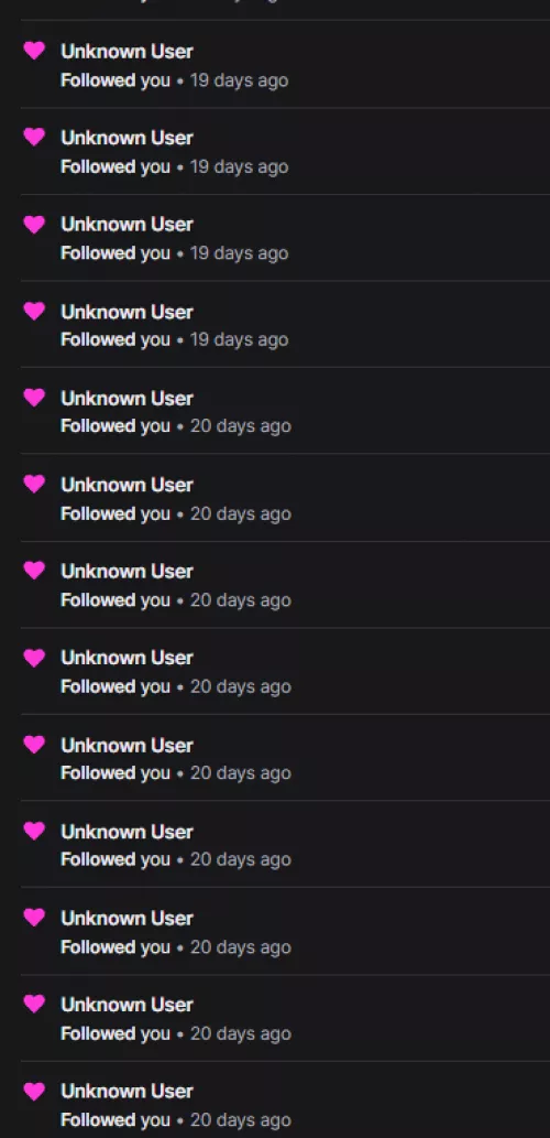Why are my recent follows all unknown user?