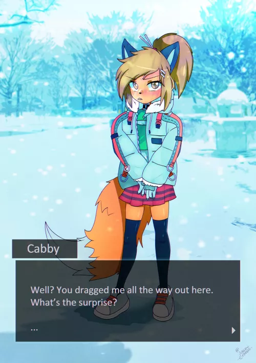 Winter with Cabby (art by me @angrycaboose)