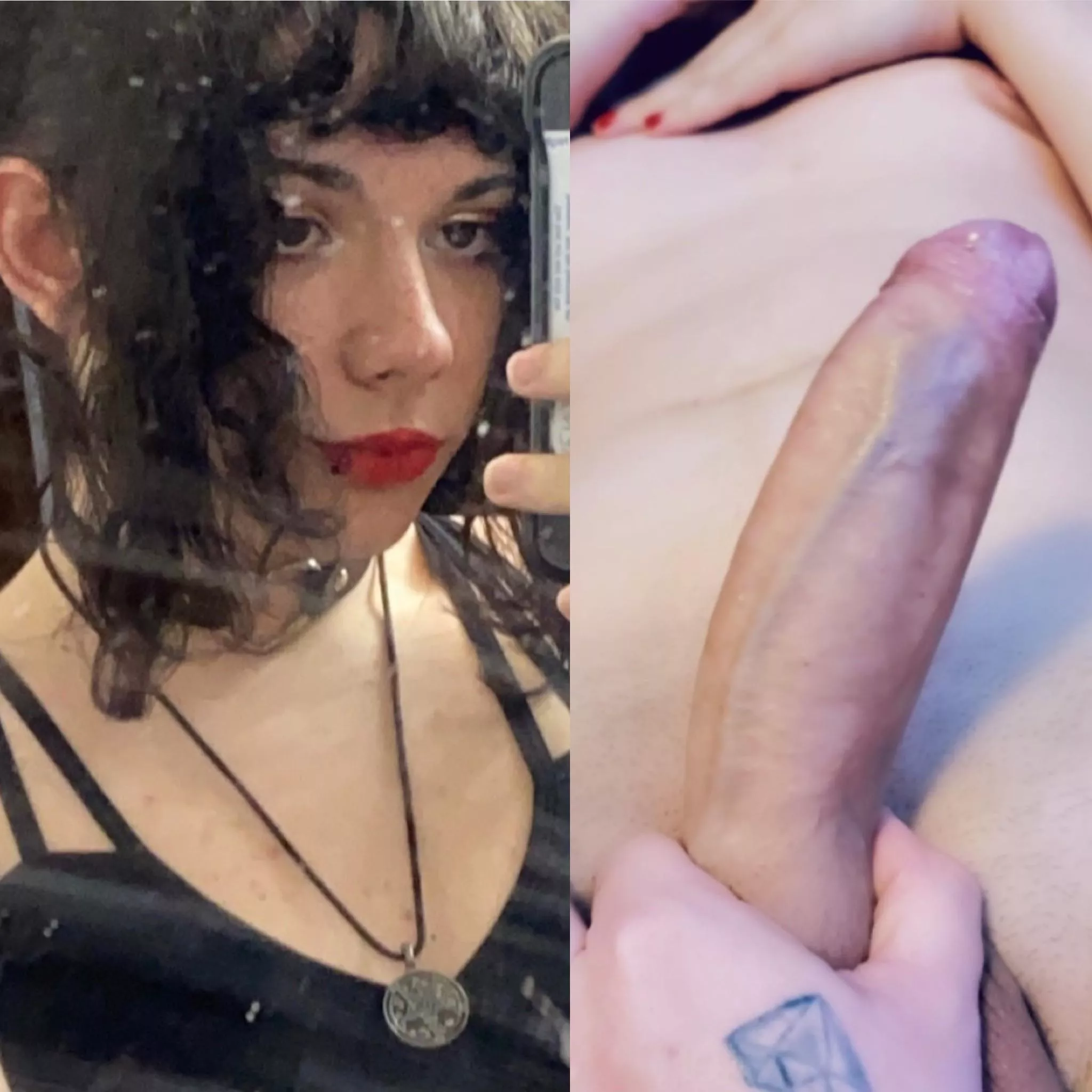 Would you ever date a goth girl with small tits and a big uncut cock? 😏