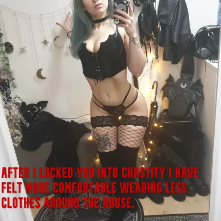 You must feel so frustrated in that tiny cage of yours 😈 Good boy that means its working! (Turning my keyholder fantasy into captions - OC picture)