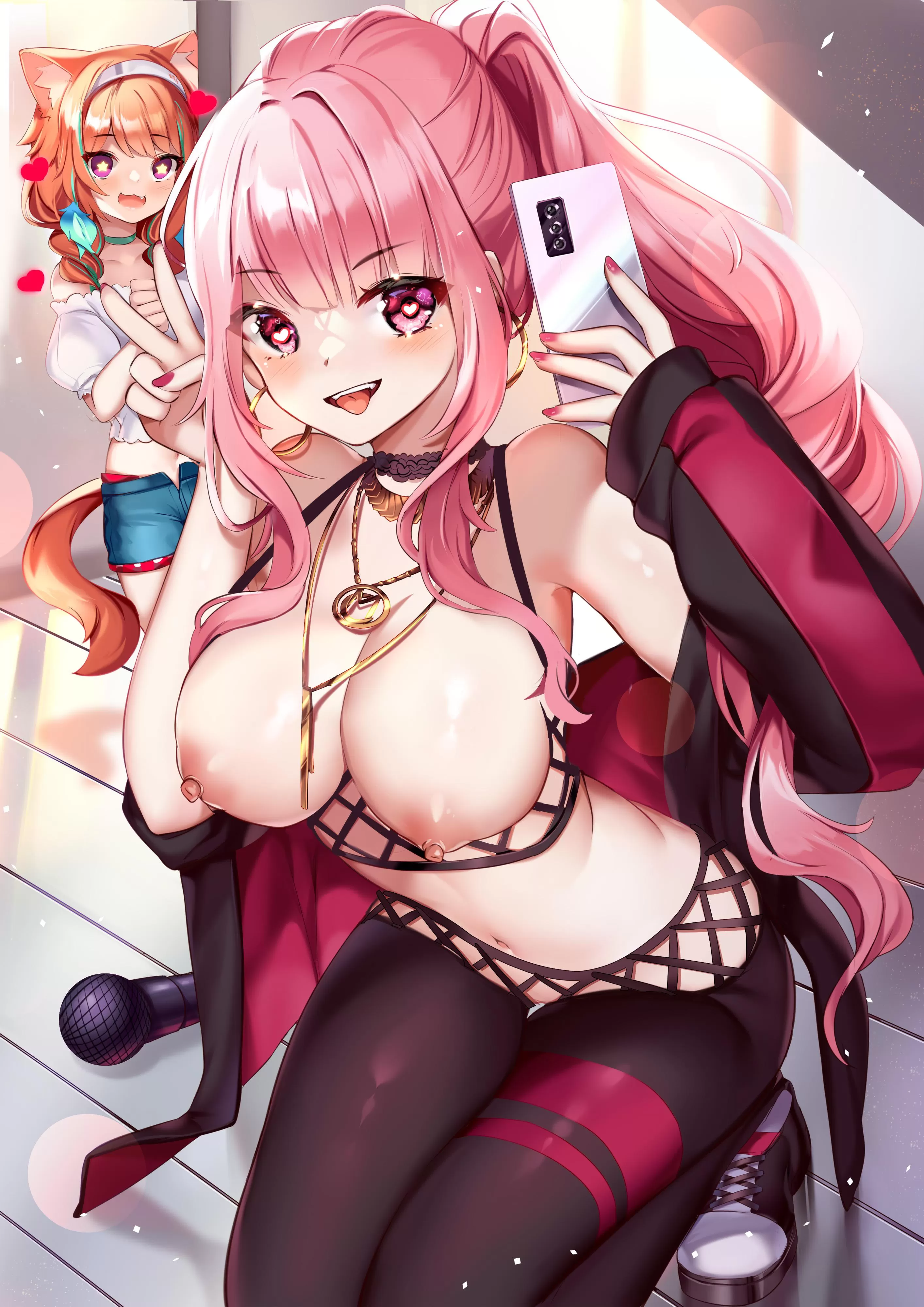 Mori Calliope getting caught taking a slutty selfie by Kiara Takanashi (SquChan) [Hololive]